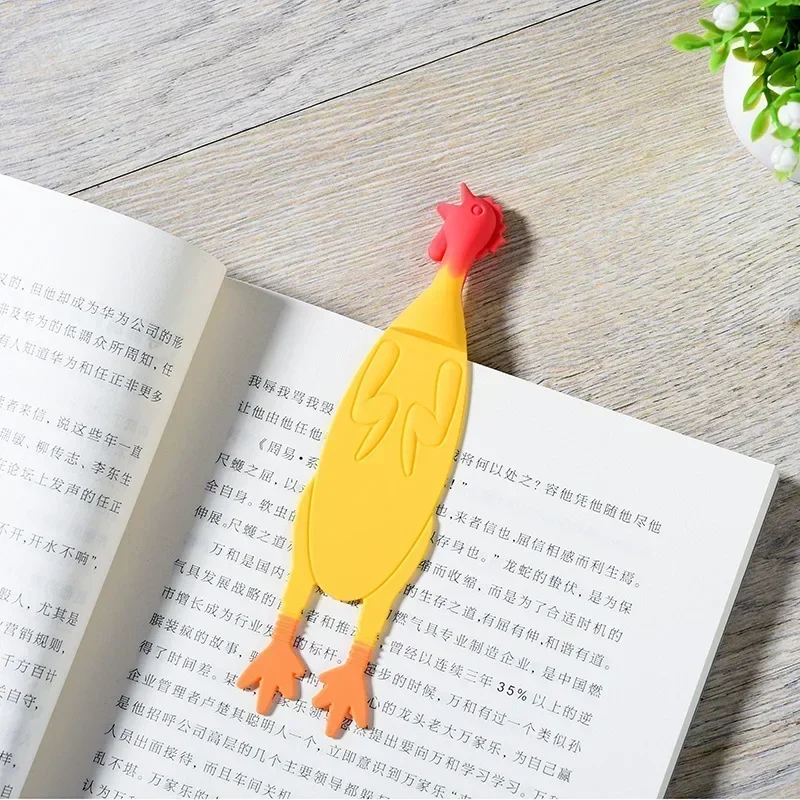 Funny Chicken Bookmark Silicone Rooster Bookmark for Reading Page Divide Gadget Tools Gifts for Children Kids Back To School