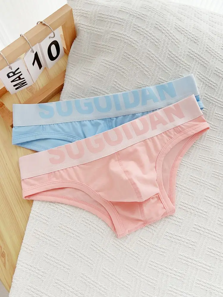 Herren Unterwäsche Slips Bikini mit niedriger Taille, reine Baumwolle sexy U-konvex bequeme einfache reine Farbe Unterhosen Mode