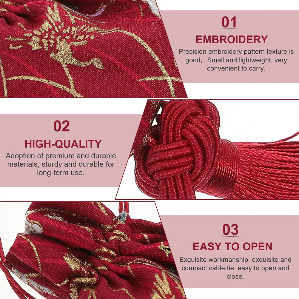 

3 Pcs Fanny Festival Bag Party Favor Small Drawstring Chinese Auspicious Pouches Portable