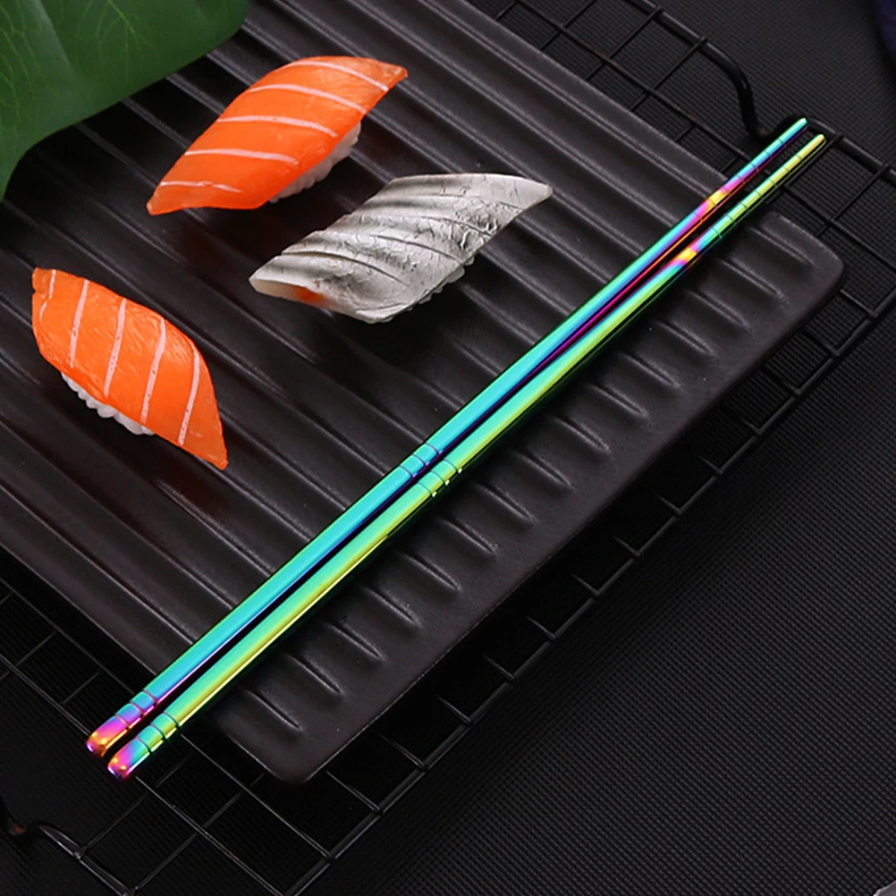 

10pcs Household Food Chopsticks Multi-Function Stainless Steel Reusable Ramen Chopsticks Daily Use Anti-Slip Anti-Scald Compact