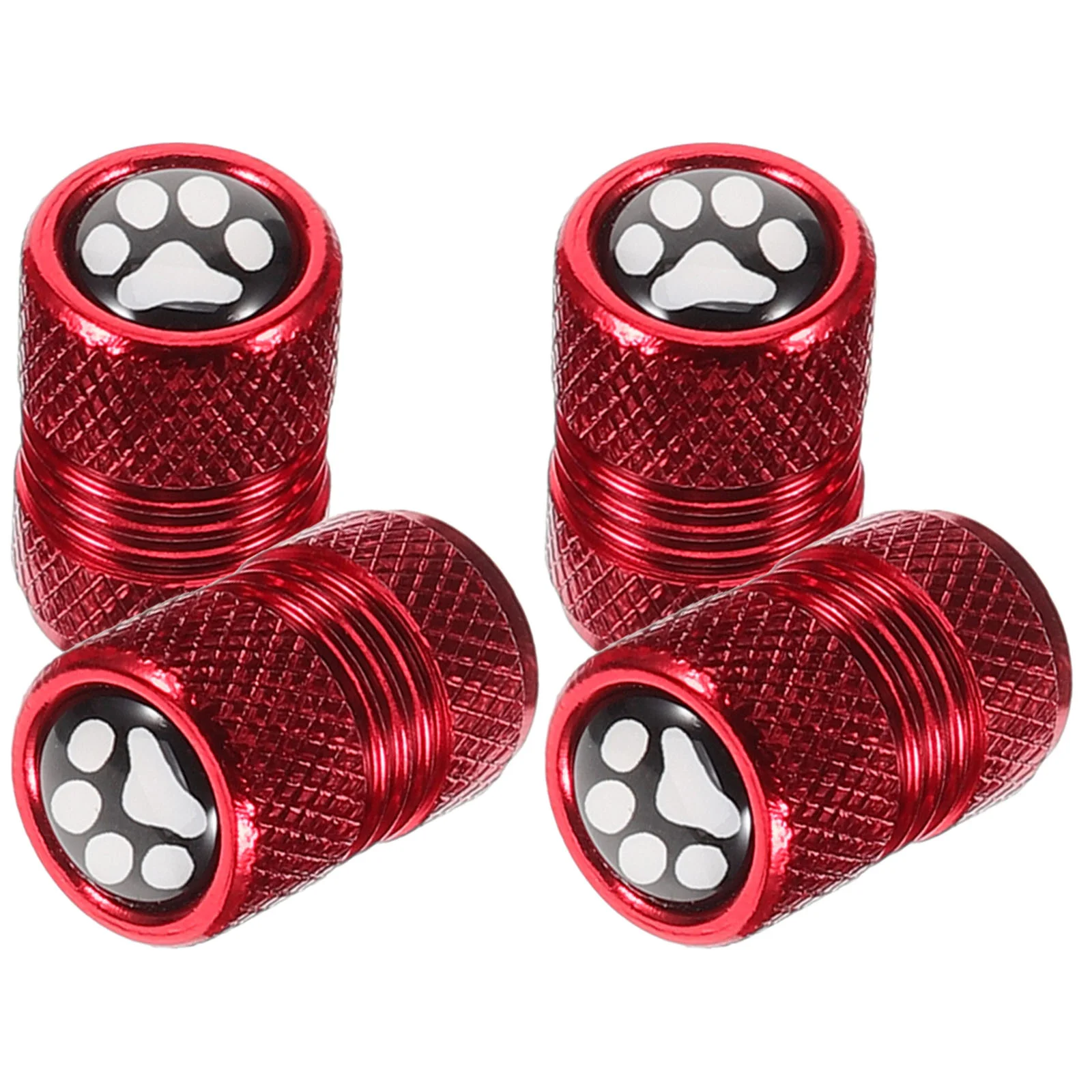 Tire Valve Stem Caps for Truck Auto Paw Print Red Stainless Steel Car Accessories