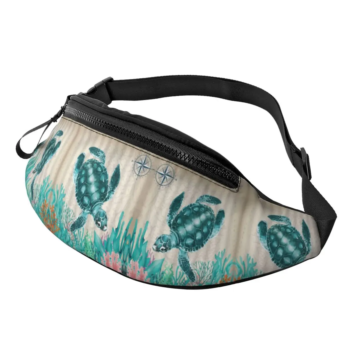 Custom Ocean Sea Turtle Fanny Bag Customized Crossbody Waist Pack Women Men Cycling Camping Phone Money Pouch
