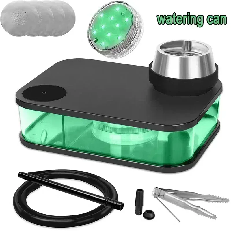 /SOT Square Acrylic Cube Hookah Complete Set1Hose LED Light Remote Control Shisha Narguile Chicha Full Kit For Home Party Use