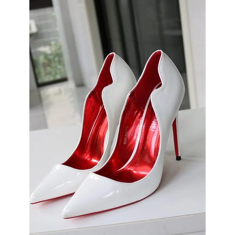 

Hentian High 12cm Pointed High Heels Female Thin Heels Sexy Nightclub Black Single Shoes 10cm Naked Commuting Women's Shoes