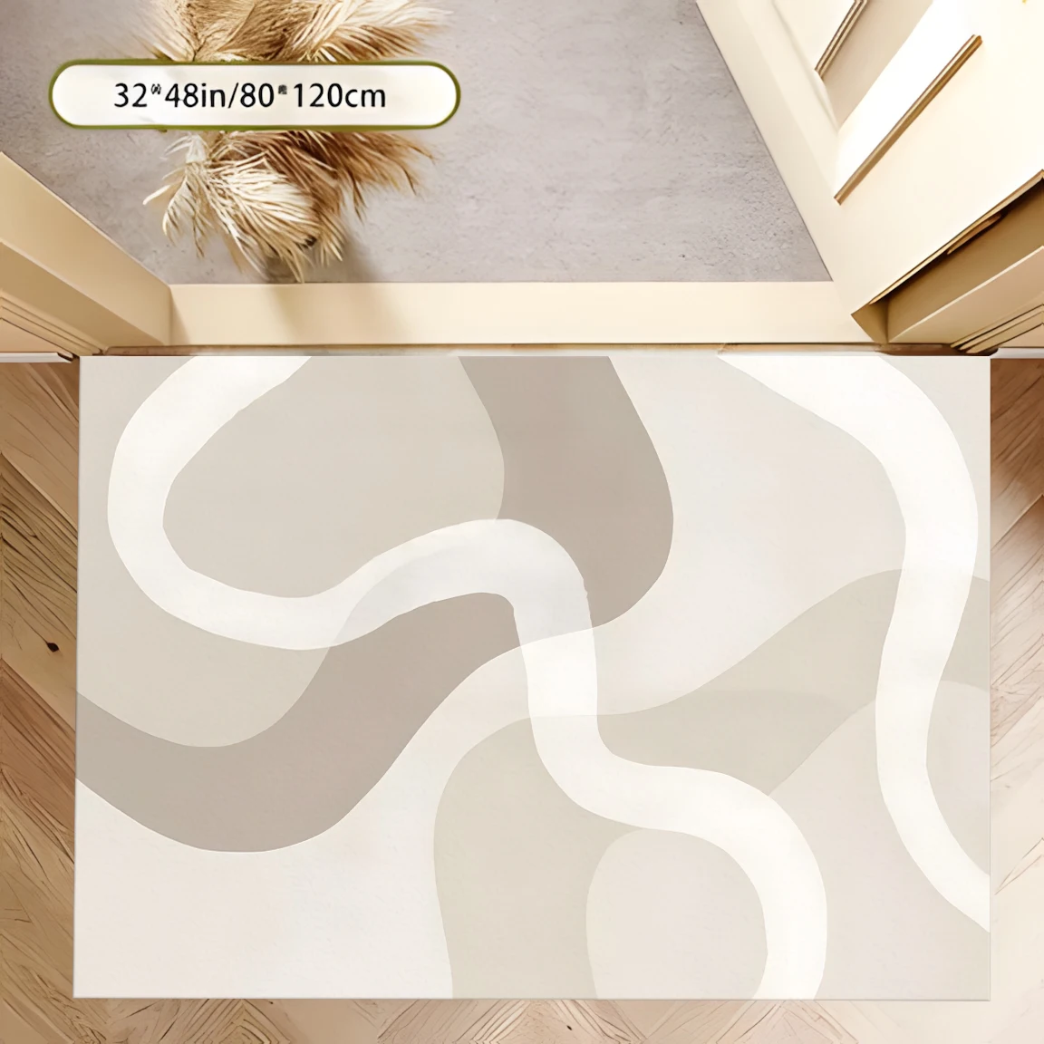 2D Large Carpet Milk Coffee Gradient Flowing Curve Minimalist Wabi Sabi for Living Room Bedroom