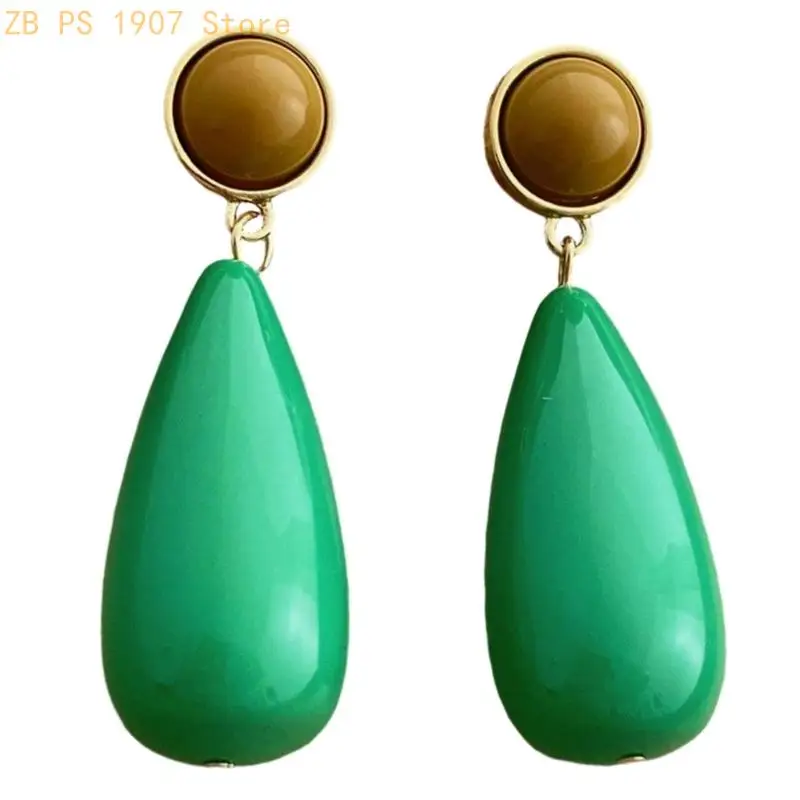Stylish Retro Resin Earrings Comfortable Wear Ear Jewelry Alloy Texture Suitable for Daily Outfits and Parties 55KA
