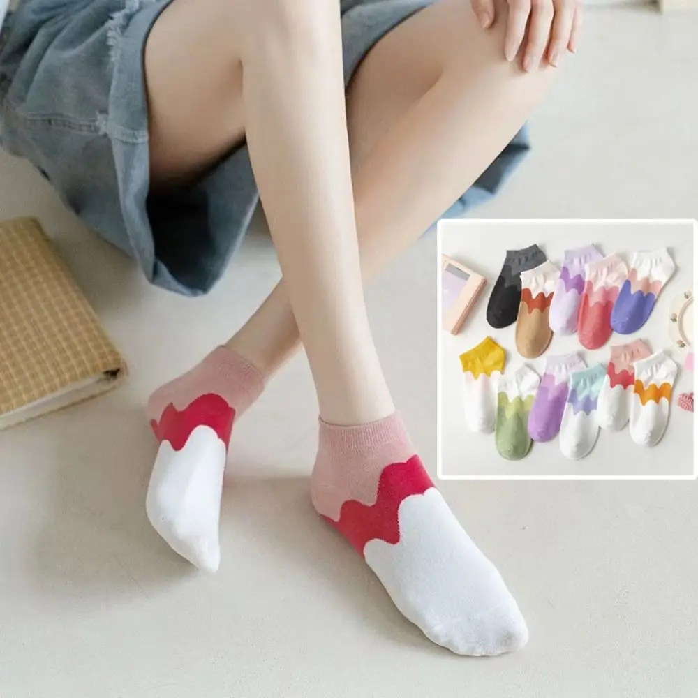 

10Pairs Casual Bear Claw Cartoon Short Socks Patchwork Breathable Boat Socks Women Elastic Hosiery Ankle Tube Socks Girl