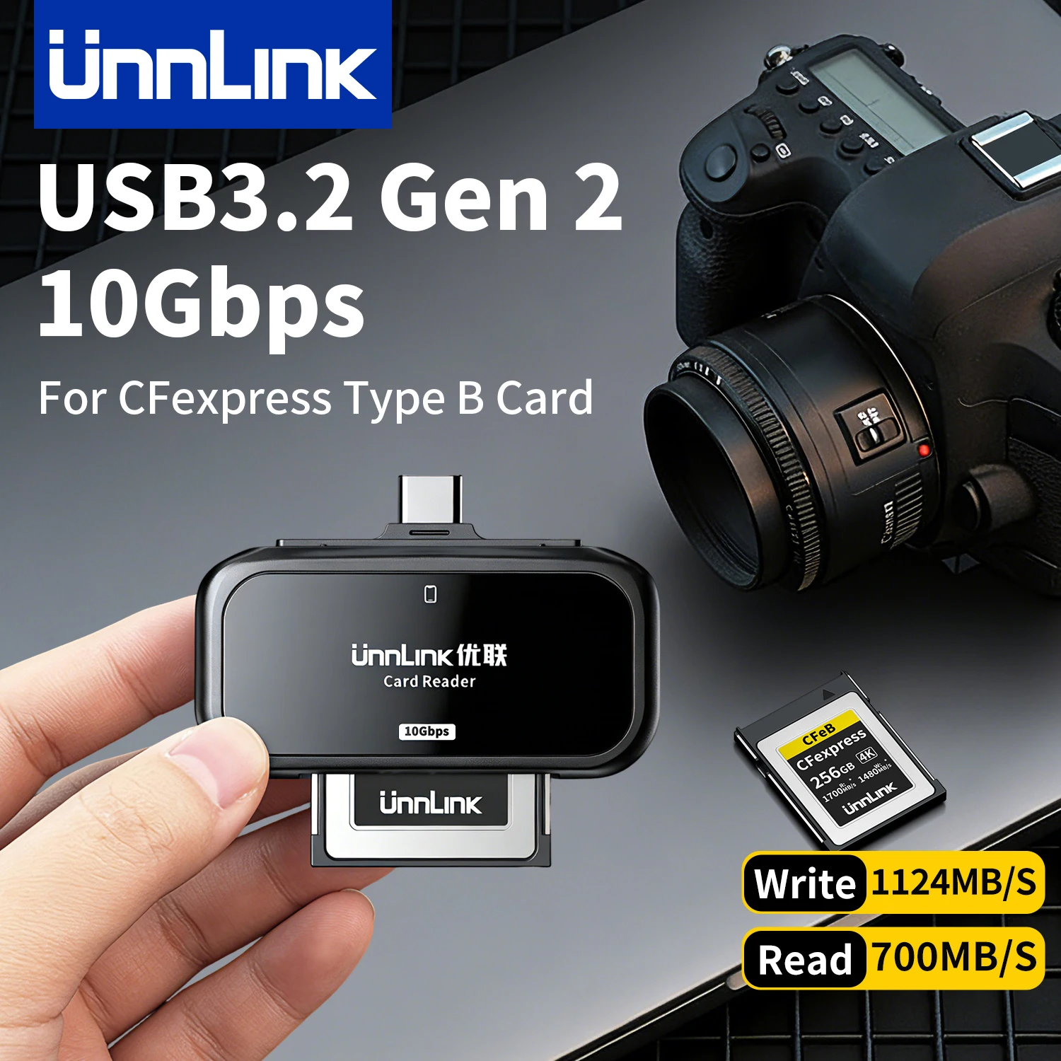 

Unnlink Professional CFexpress Type B Card Reader with USB 3.2 Gen 2 10Gbps