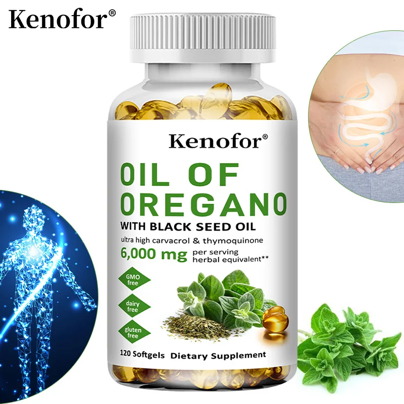 

Oregano Oil + Black Seed Oil Softgels - Balance Intestinal Flora, Promotes Digestion, Supports Gut, Digestive & Immune Health