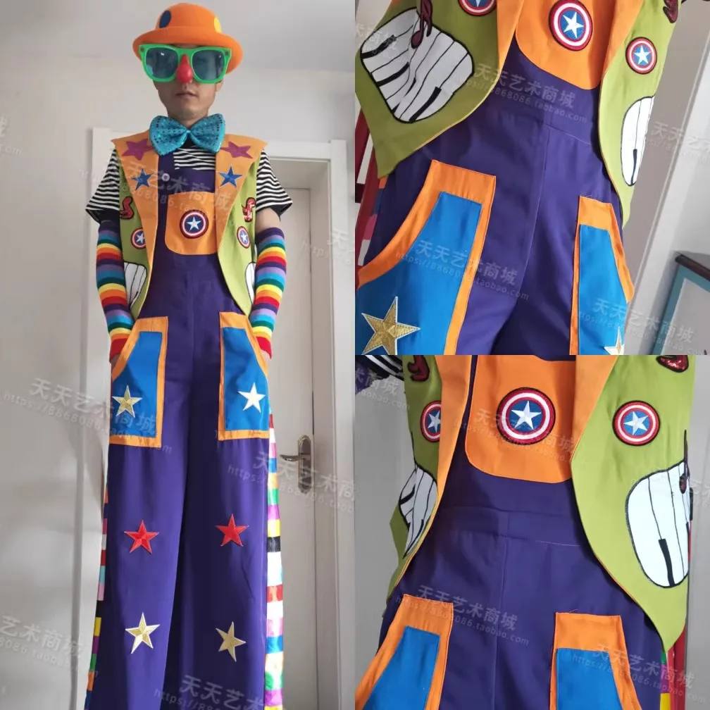 stilt walker clown costume party performance clogthing  anime park festival outfit show wear