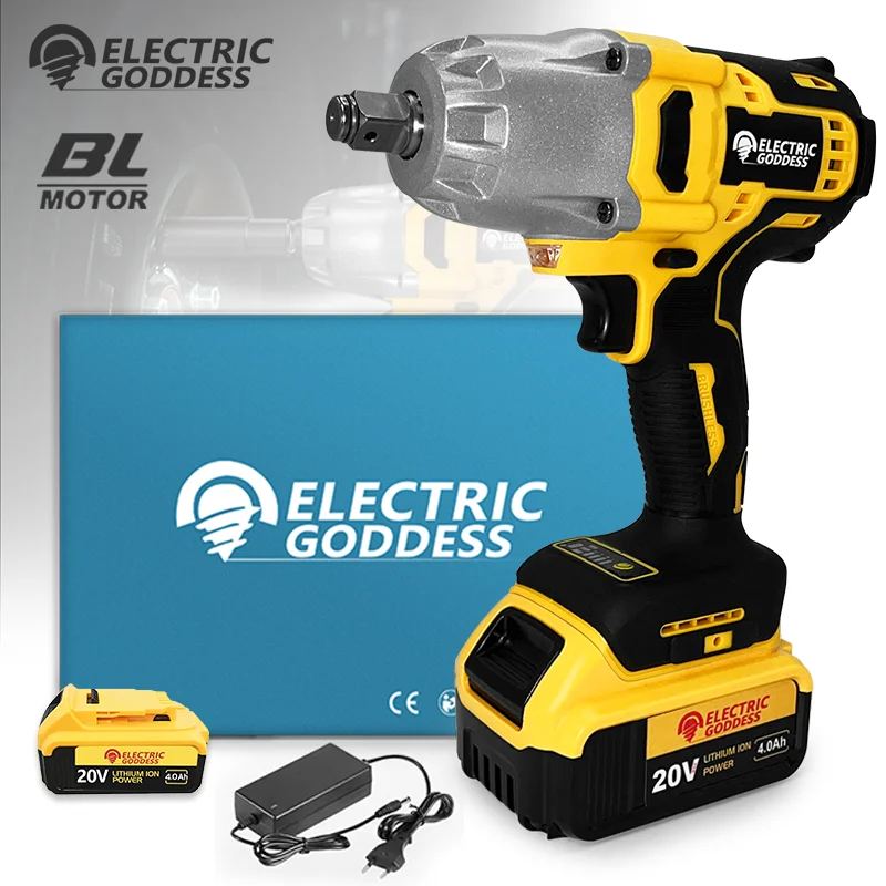 EGOD 1/2 Zoll 1800NM Bürstenloser elektrischer Schlagschrauber Akku-Aufladeschraubendreher Autoreifen Elektrowerkzeug für Dewalt 20V Batterie