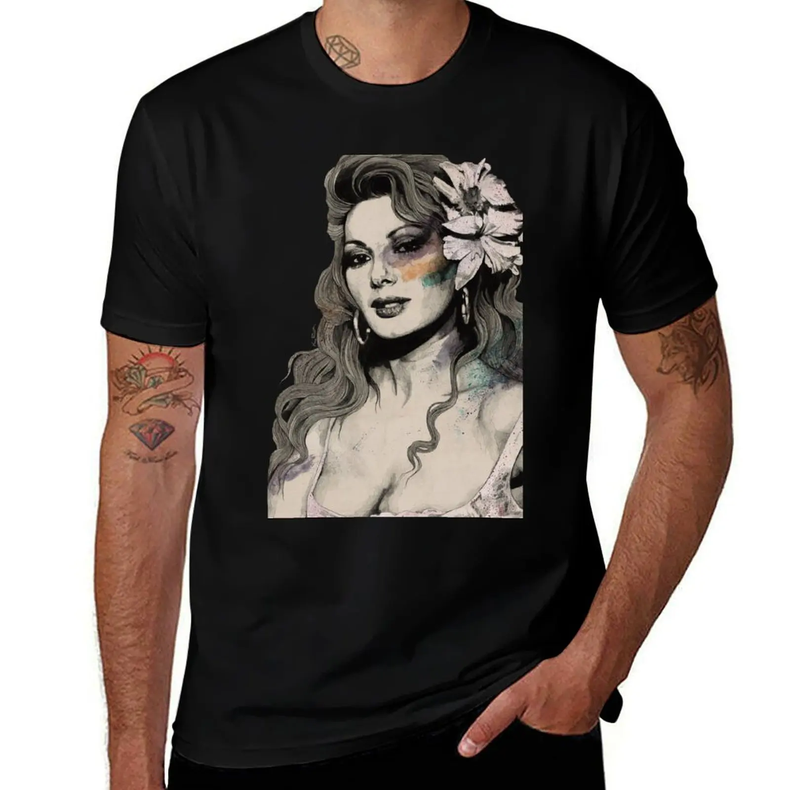 Edwige (arte callejero, retrato sexy de Edwige Fenech), camisetas de algodón 100% para hombre, camiseta gráfica, camiseta de lujo para hombre