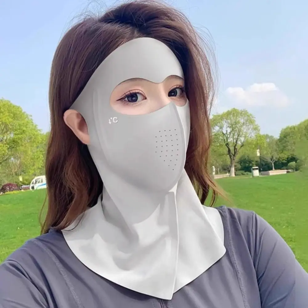 

Fashion Summer Full-Face Sunscreen Veil Anti UV Breathable Ice Silk Face Cover UPF 50+ Outdoor Neck Wrap Cover Unisex