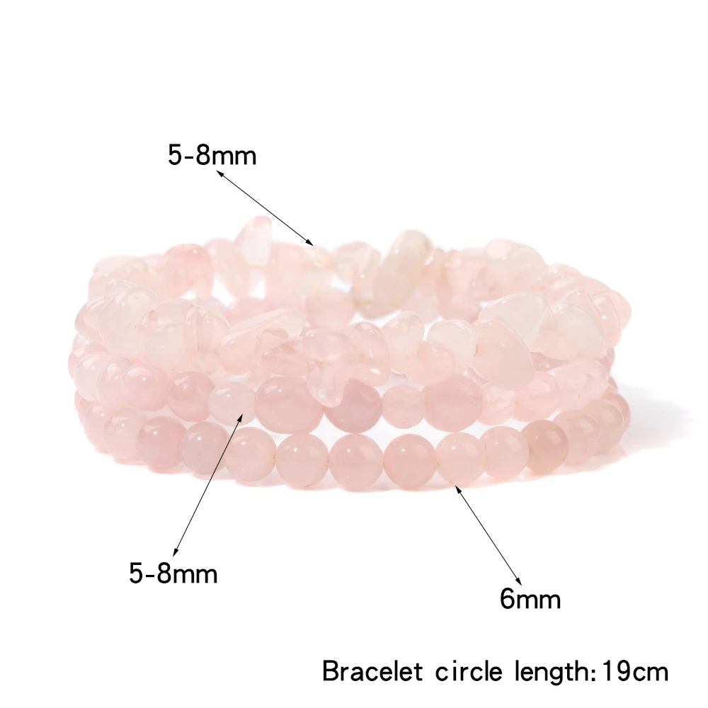 3Pcs/Set Natural Stone Bracelets Tiger Eye Lapis Lazuli Rose Quartzs Bracelet Round Irregular Beads Bracelet for Women Men