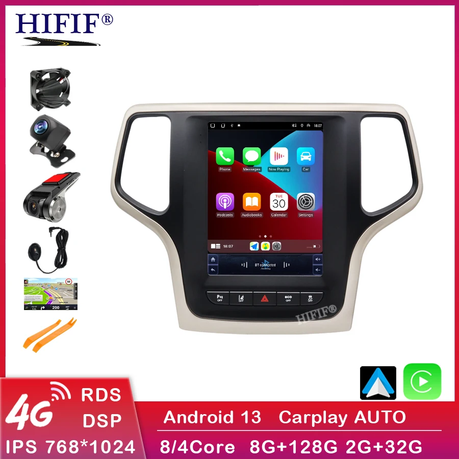 Car Multimedia Player Stereo GPS Radio Navigation NAVI Android 10.4 Inch Screen for Jeep Grand Cherokee WK2 2014-2019