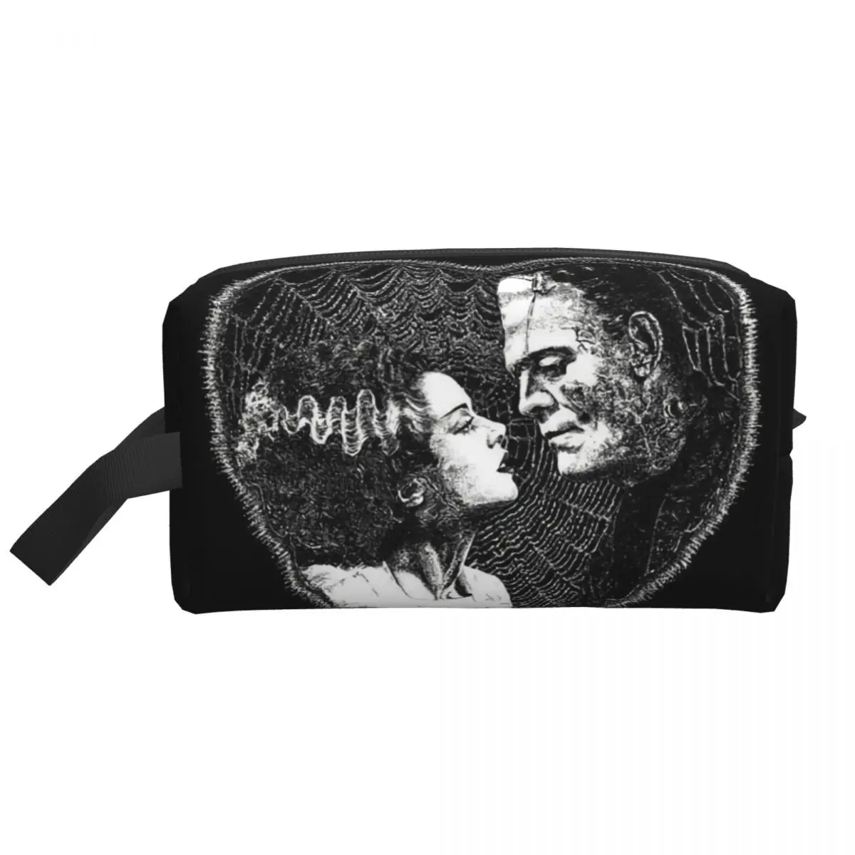 Custom Horror Film Bride Of Frankenstein Makeup Bag for Travel Cosmetic Fashion Halloween Horror Movie Storage Toiletry Bags