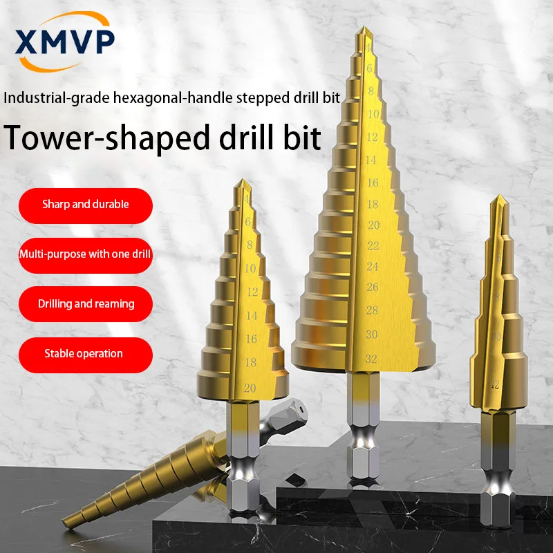 

Tower drill bit, reaming drill bit, conical stepped steel woodworking super-hard stainless steel metal dedicated hole opener