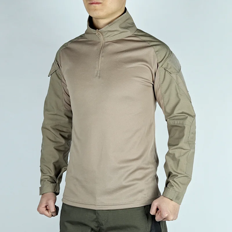 Camiseta Militar do Exército de Manga Longa Masculina, Camisa de Combate, Roupa Tática, Treino Respirável, Roupa de Caça, Camisa de Caminhada