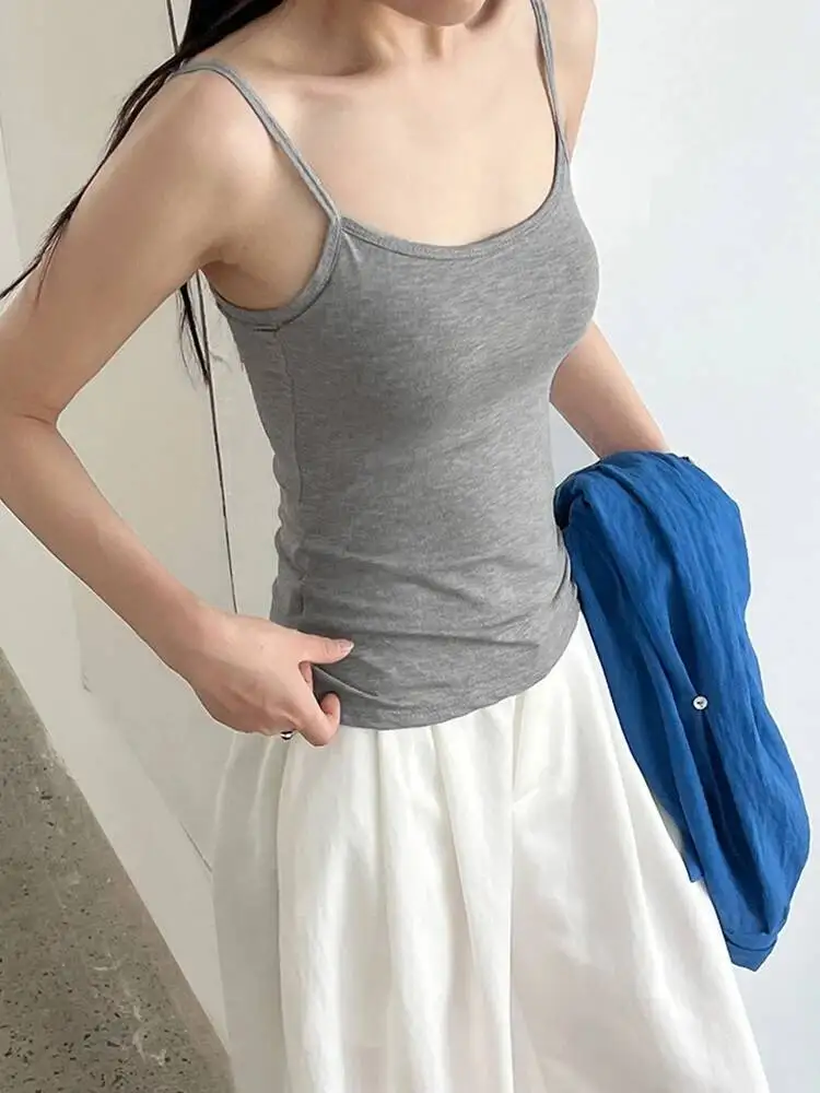 

Женские серые, черные топы на бретелях с бюстгальтером, новые топы без рукавов с круглым вырезом, индивидуальная мода, весна-лето