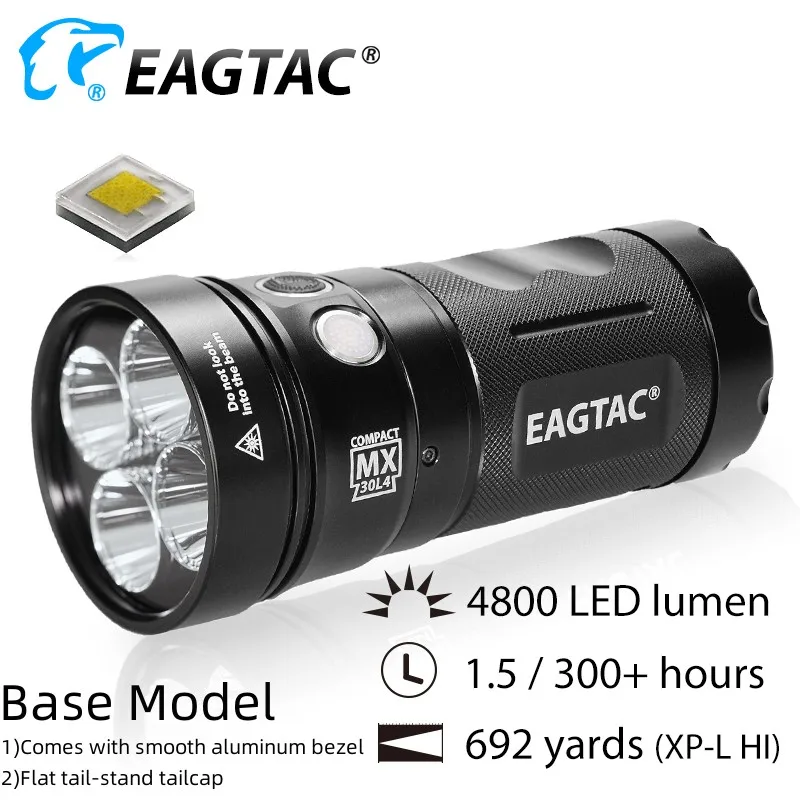 EAGTAC MX30L4C Four LED 4800 Lumen Flashlight Free 18650 Battery Nichia219C 4000K CRI92 Nichia519A 4500K CRI93 SST20 4000K CRI95