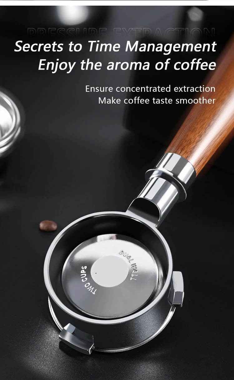 51MM/54MM/58MM Druckbeaufschlagter Kaffeefilterkorb mit 1 Loch, Einzel-/Doppelbecher, passend für Siebträger, Espresso-Kaffeezubehör, Werkzeug – Detail 8