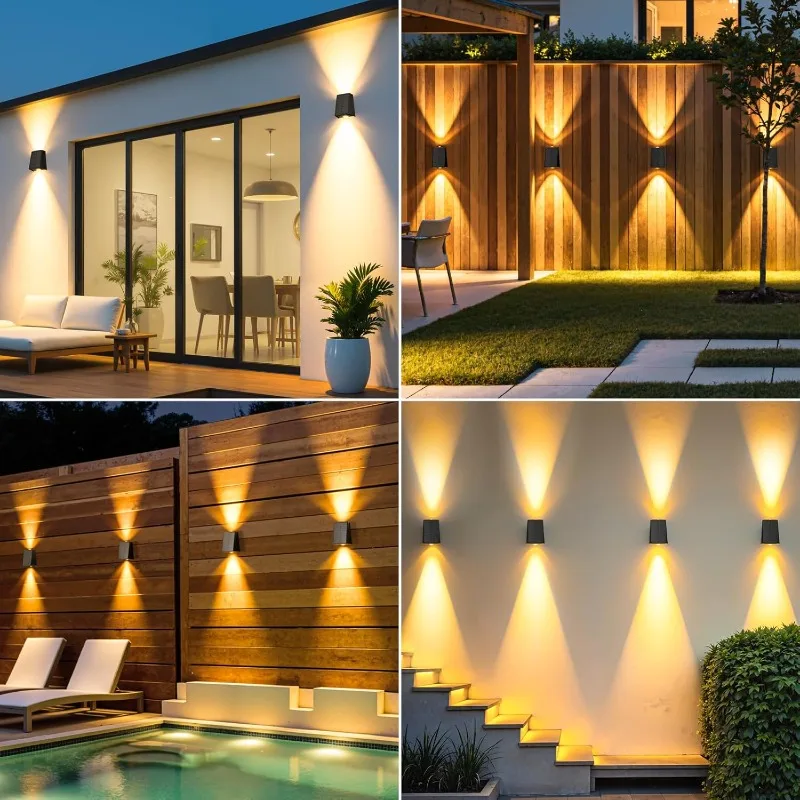 Solar Wall Lights Outdoor Waterproof Up Down Luminous Lighting 2 LED Solar Garden Decor Lights for Street Balcony Garden Villa