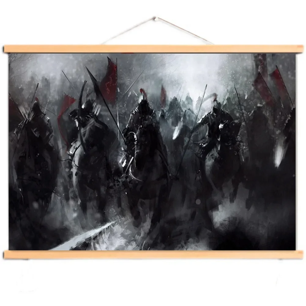 

Crusader Armor Warrior Hanging Banner Nordic Wall Artwork Knights Templar Poster Wooden Scroll Painting Living Room Home Decor 4