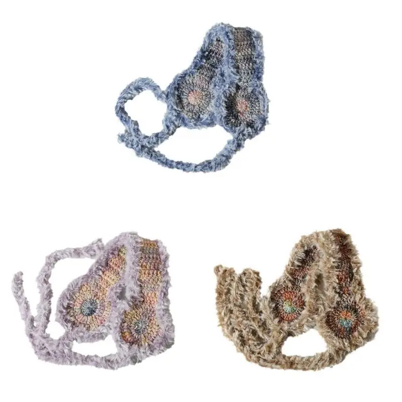 652F غطاء للأذن من الصوف عصابات رأس للجنسين على شكل وشاح غطاء للأذنين للاستخدام اليومي في الهواء الطلق #4