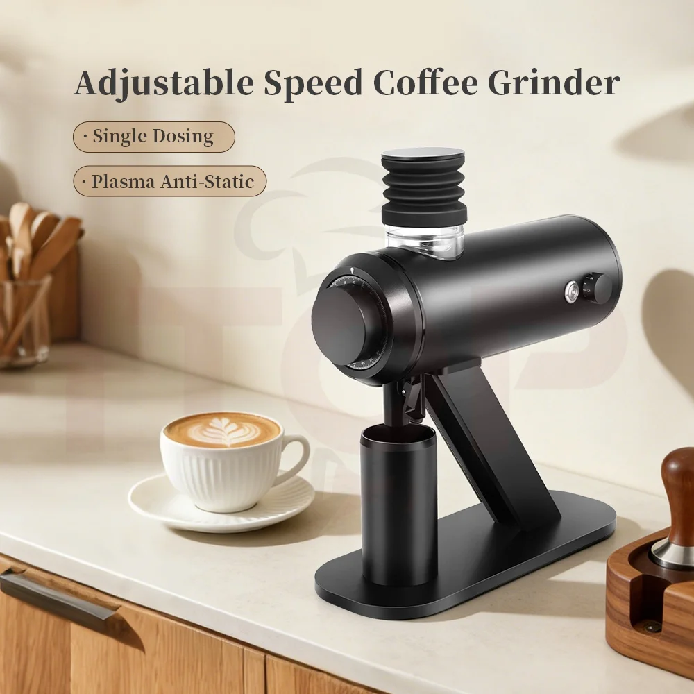 Enjoy a powerful and fast professional single-part coffee grinder, home grinder, equipped with BLDC motor and plasma anti-static
