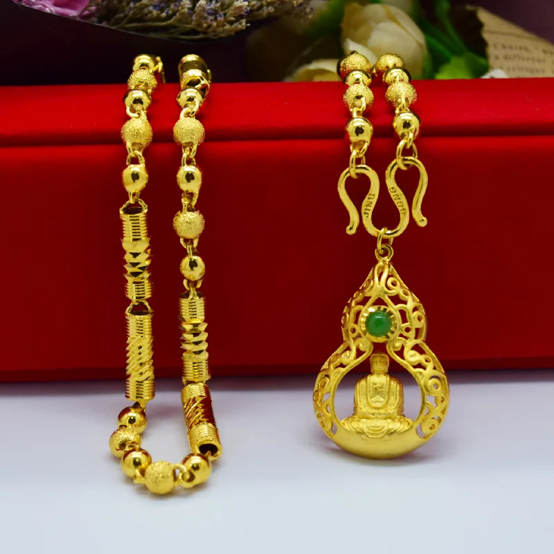 

Gold Shop Same Style Men's and Women's Gold Necklace, 9999 24K real goldHulu Buddha Guanyin Pendant, Luxurious and Exquisite Jew