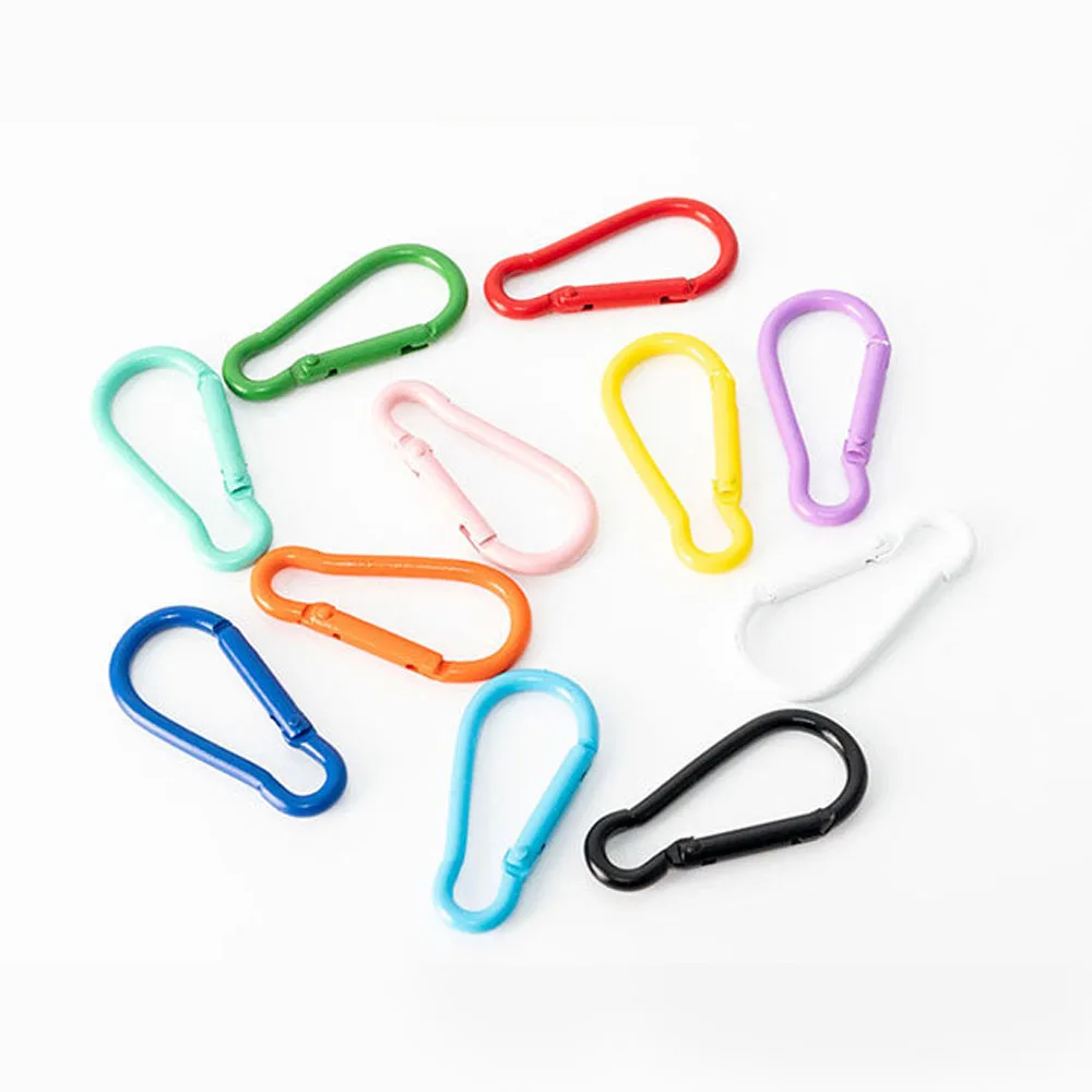 1Pc 47x23mm Mix D Carabiner Hook Colorful Alloy Keychain Clip Hooks For Making Jewelry Key Ring Connector DIY Findings