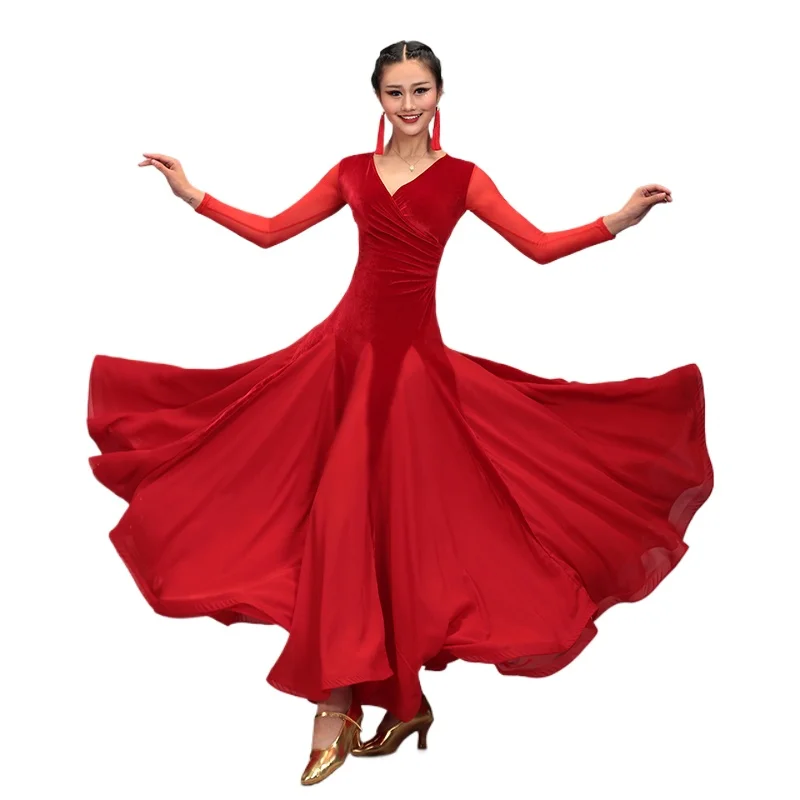 

2025 Woman New Modern Dance Dress Competition Dress Waltz Performance Ballroom Dance Performance Clothes 008