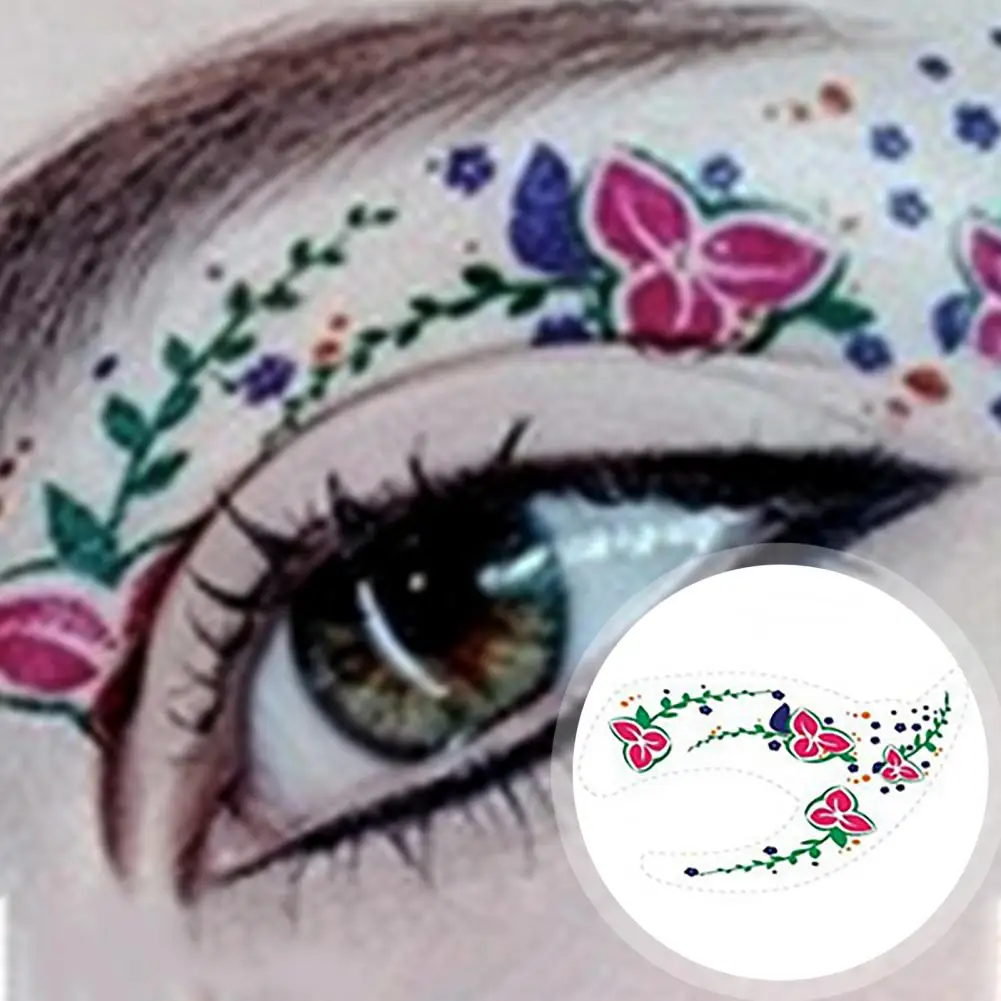 Face Tattoo Sticker 2 Pcs Waterproof Eye Tattoo Stickers for Halloween Makeup Diy Disposable Eyeshadow Eyeliner Face Sticker