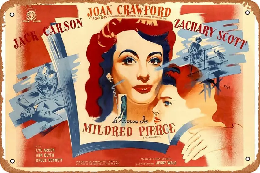 Mildred Pierce, Joan Crawford, Ann Blyth, 1945 Poster Home Wall Art Decoration Retro Metal Tin Sign 8x12 inch