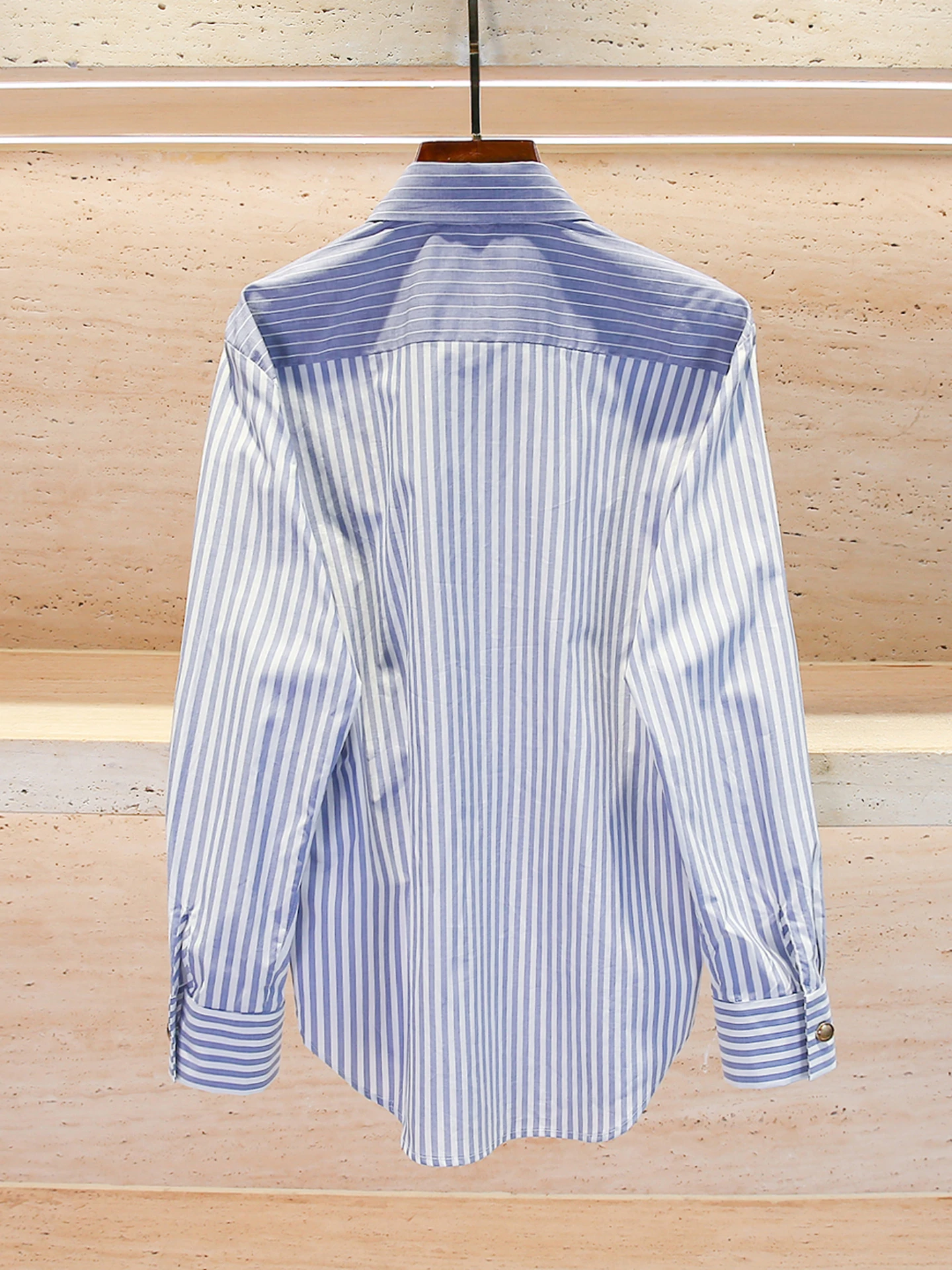 S Home South Oil haut de gamme femmes irt noeud épissure rayure haut du corps automne hiver trajet Sle coupe ample longue Sl...