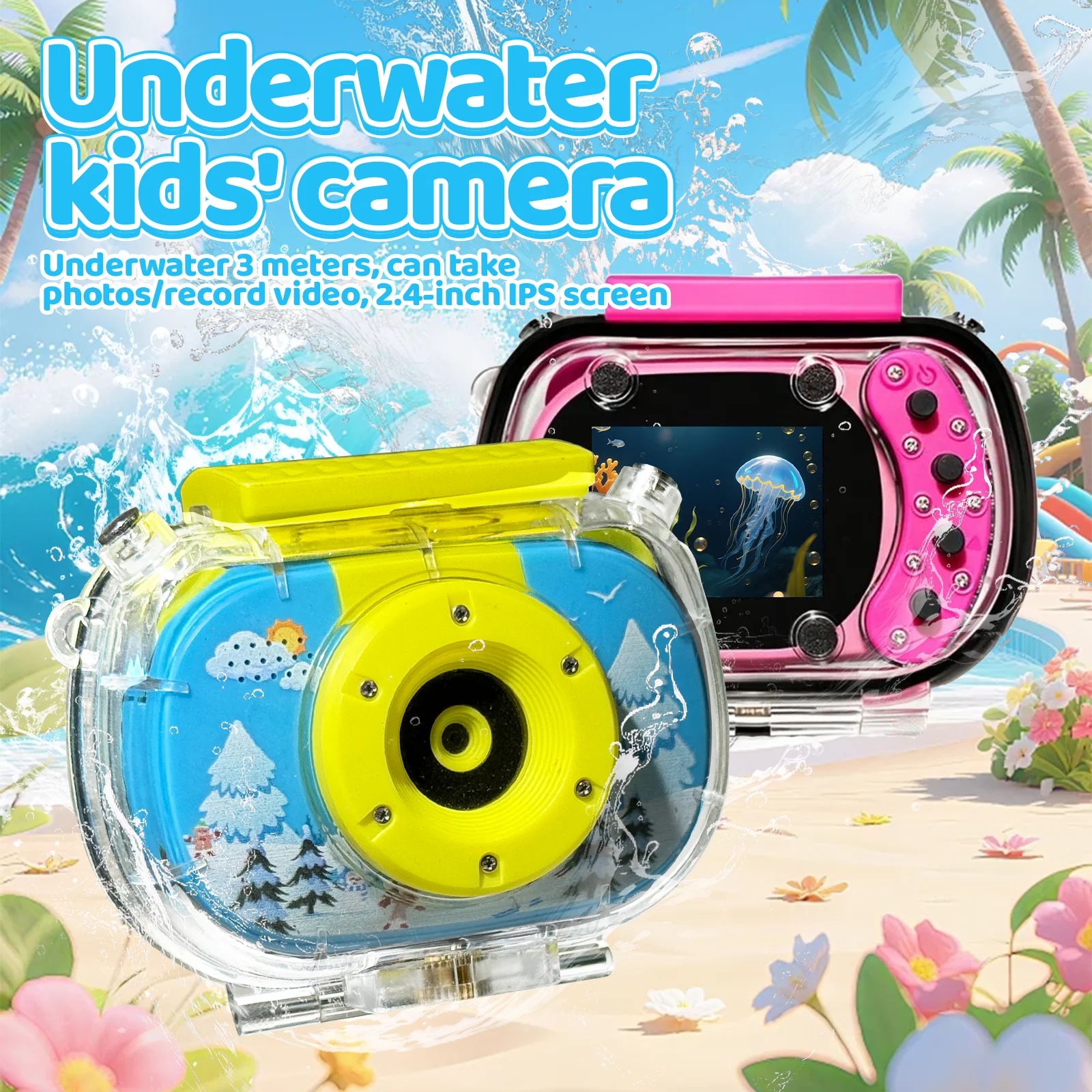Kids Waterproof camera 20MP Waterproof Underwater Digital Camera 1080P 10X Digital Zoom Screens Waterproof Digital Camera