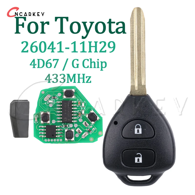 26041-11H29 Smart Car Remote Key For Toyota RAV4 Corolla Europe 2006 2007 2008 2009 2010 2 Buttons Auto Fob 433Mhz ID67 G Chip