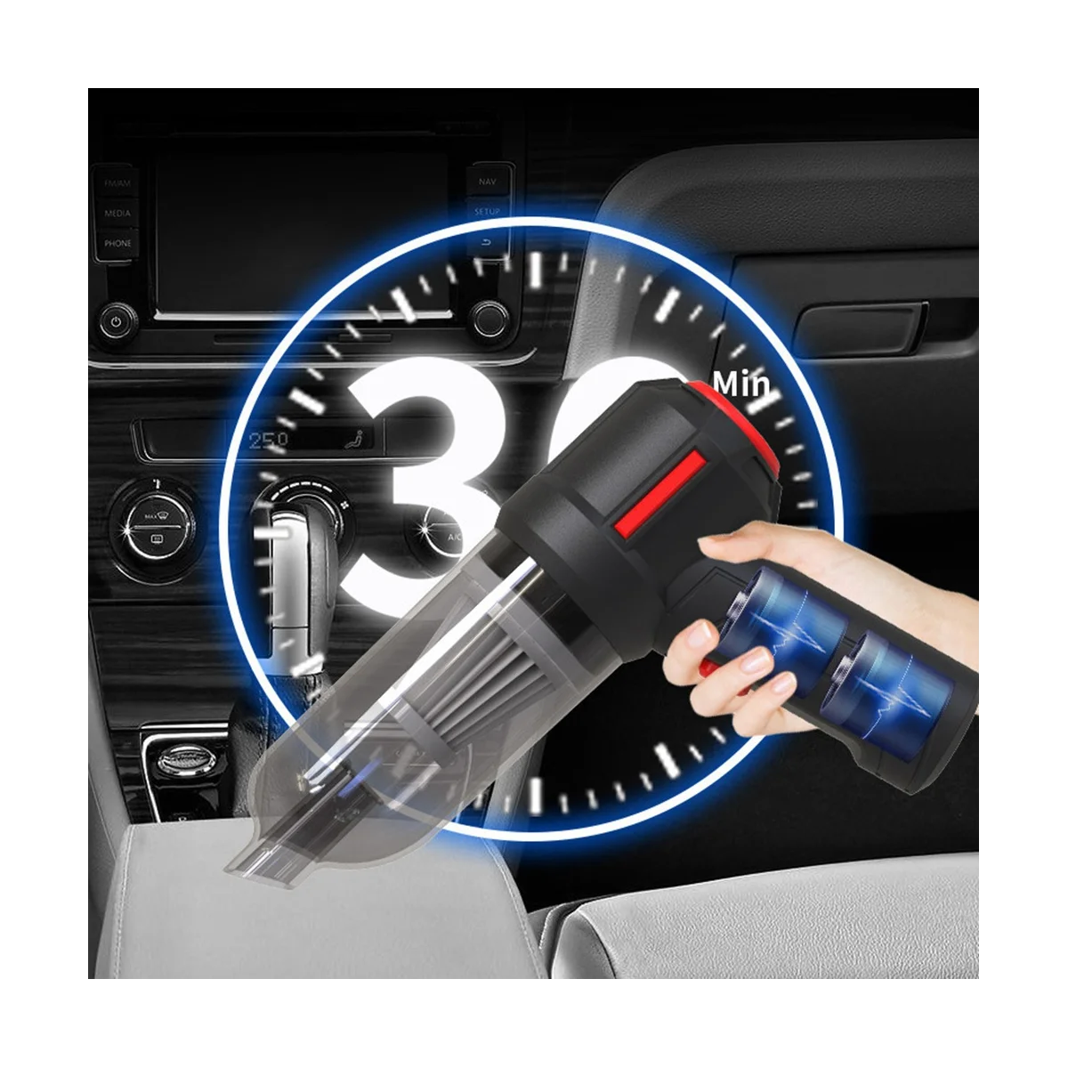 Mini aspirateur de voiture sans fil, aspirateur automatique, noir, utilisation domestique et automobile, 9000Pa