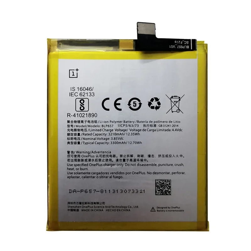 Original Replacement Phone Battery BLP657 3300mAh For OnePlus 6 A6001 High Quality Replacement Li-ion Batteries Free Tools