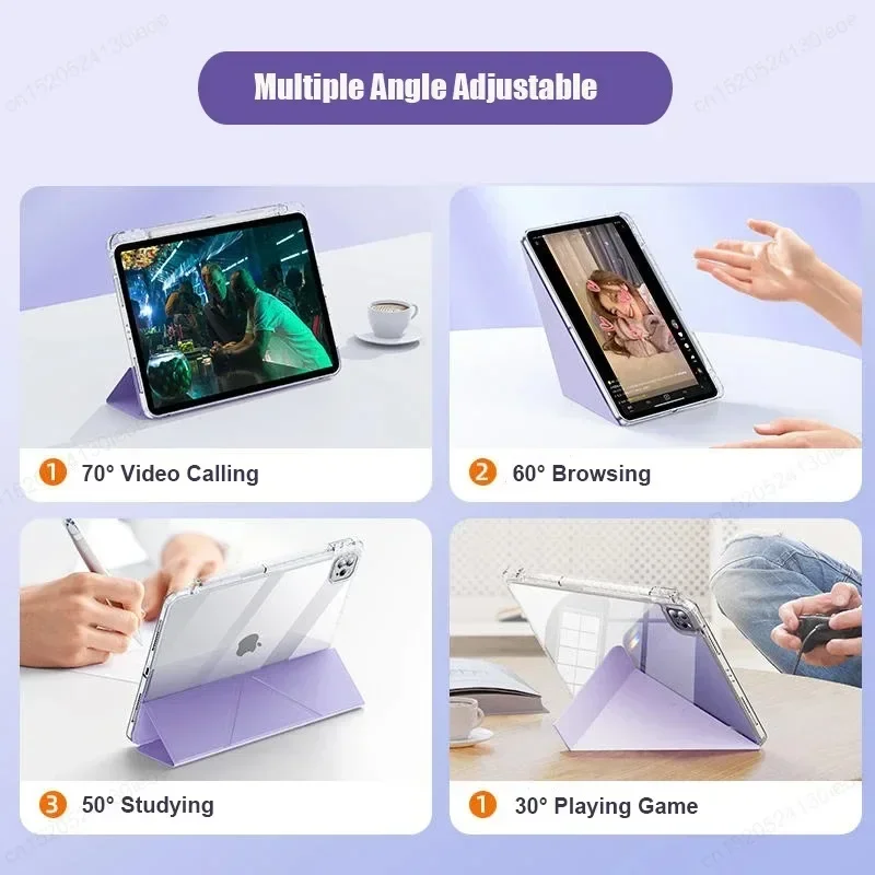 For iPad Air 5 Air 6 A16 11th M3 iPad Pro 11 12.9 13 10 Gen 10.5 10.2 9th 8th 6th 5th 9.7" Mini 7 6 Smart Case with Pen Holder