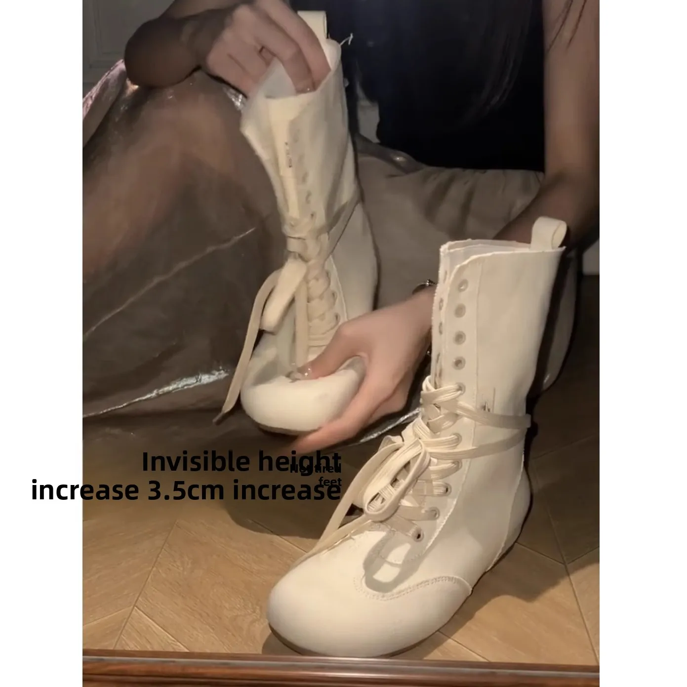 

High-Top Boots ex Canvas Retro Denim Flat Bot round Toe Faion Work Boots Warm Winter round Toe Boots