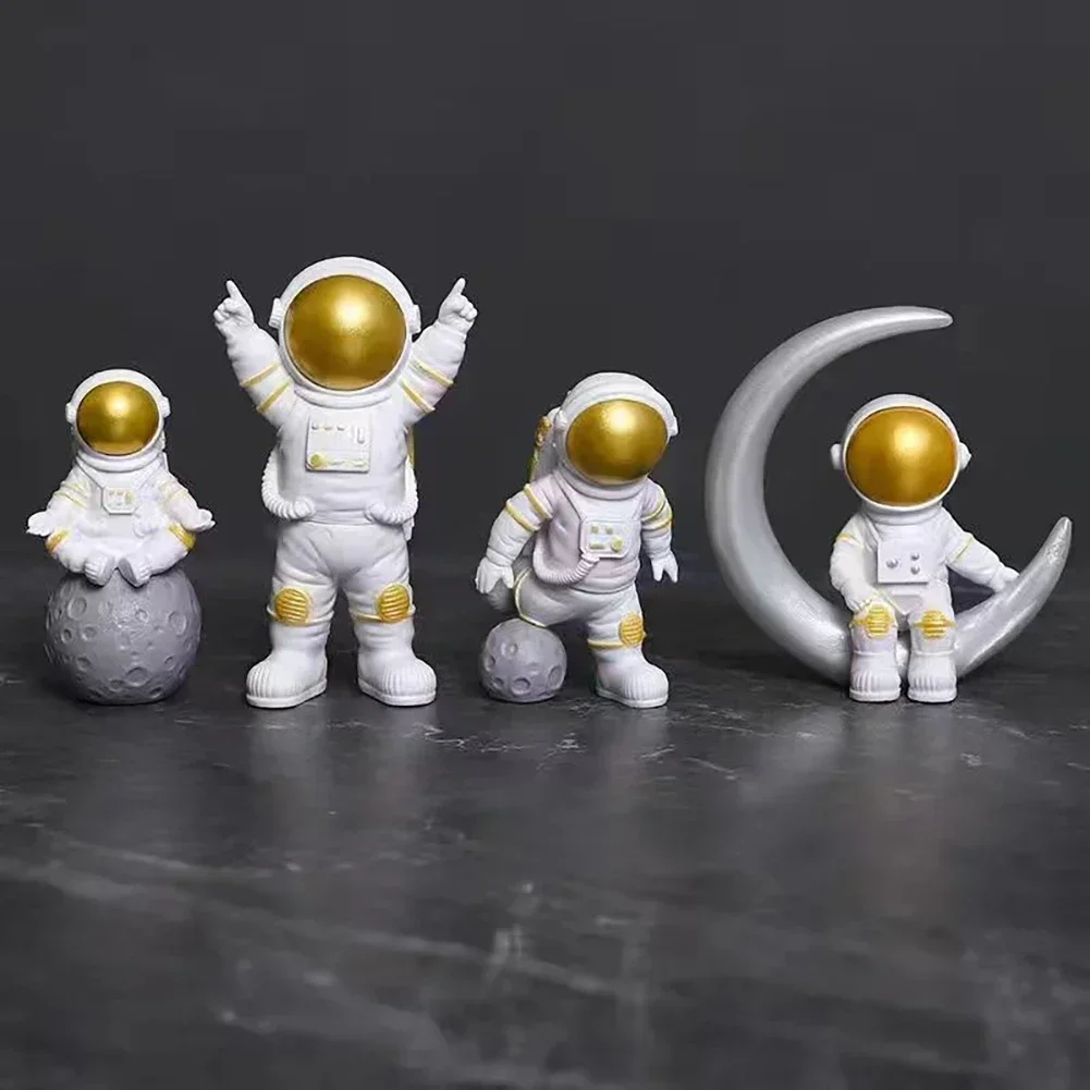 4PCS Astronaut Figure Statue Figurine Spaceman Sculpture Educational Toy Desktop Home Decoration Astronaut Model For Kids Gift