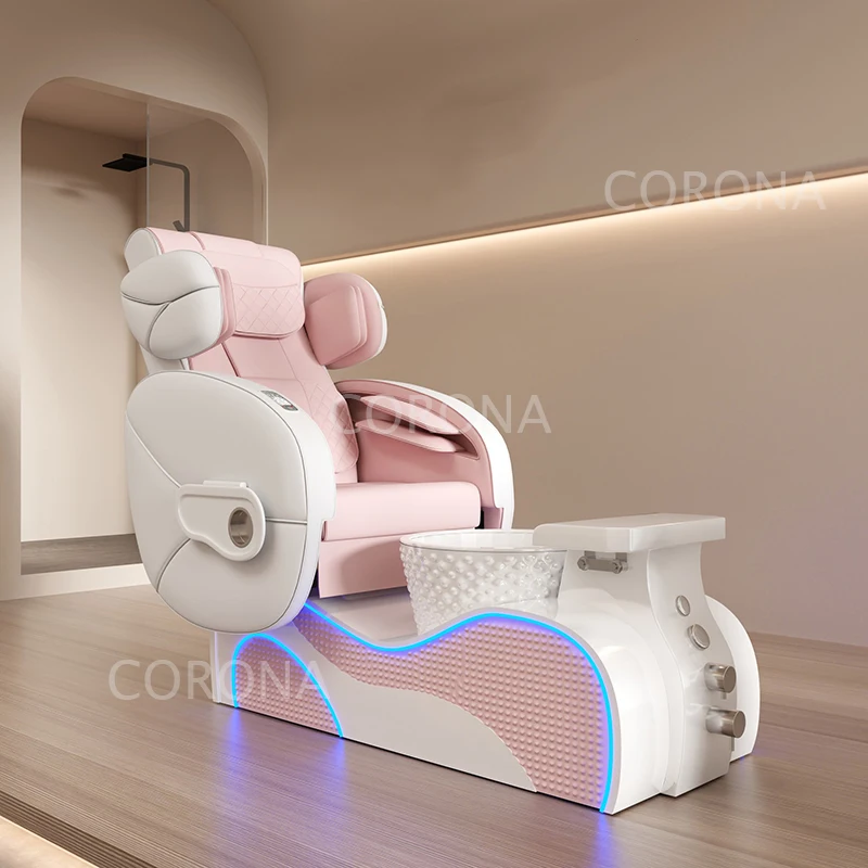 Luxury Professional Pink Nail Salon Furniture Foot Spa Pedicure Massage Chair For Salon