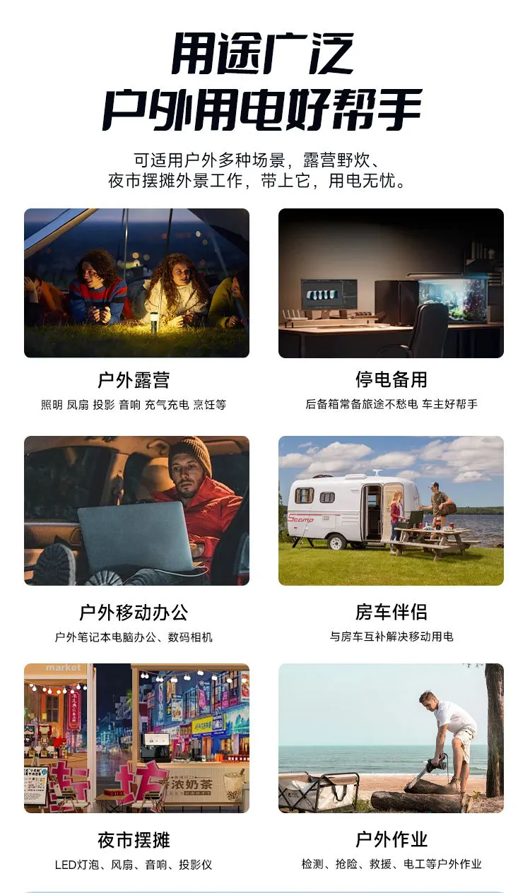 New Portable Outdoor Power Bank 220V Large Capacity 3000W Household Power Outage Laptop Emergency Battery Energy Storage