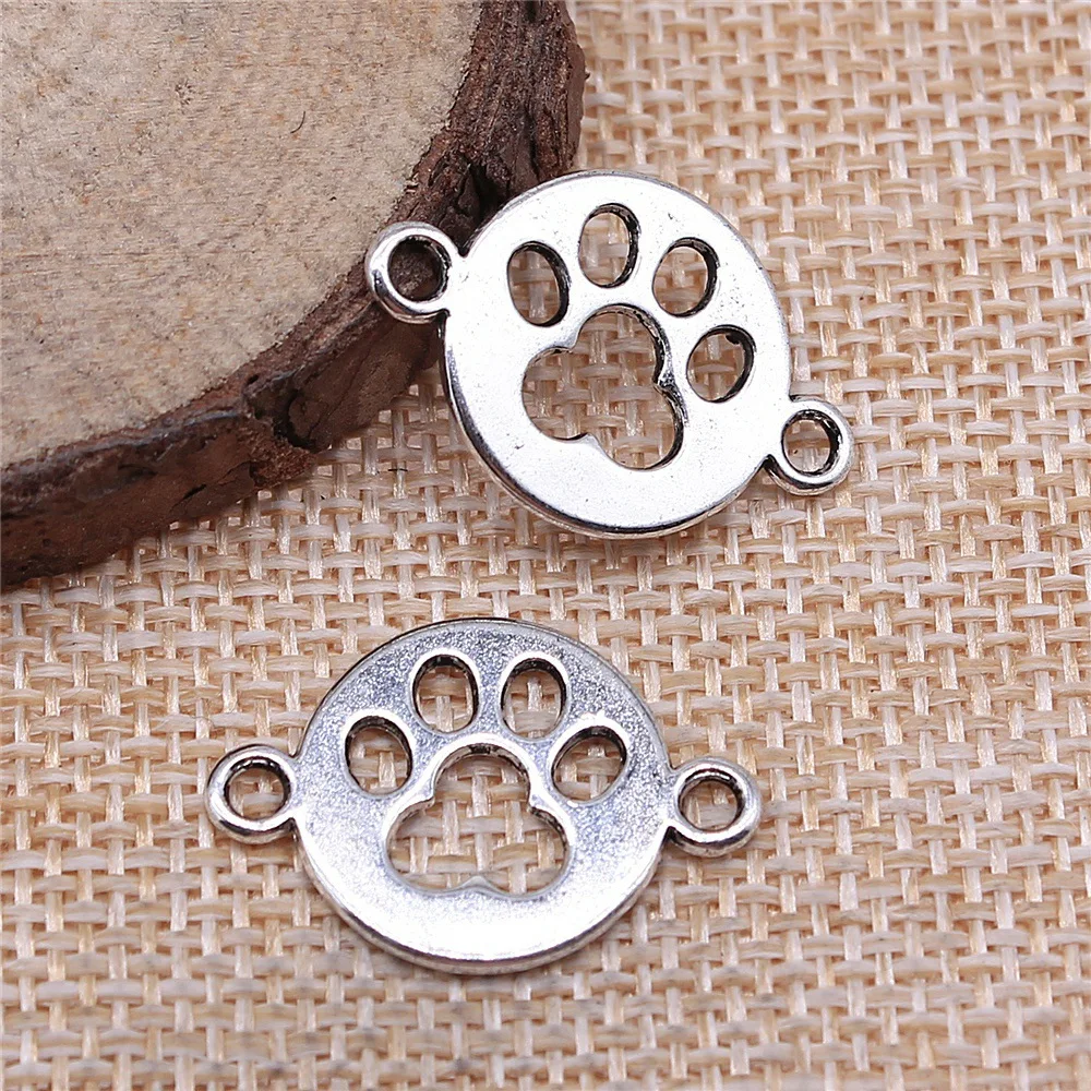 10pcs/lot  24x16mm Paw Charm Connector Pendants Paw Pendants Connector Paw Connector Pendants For Jewelry Making