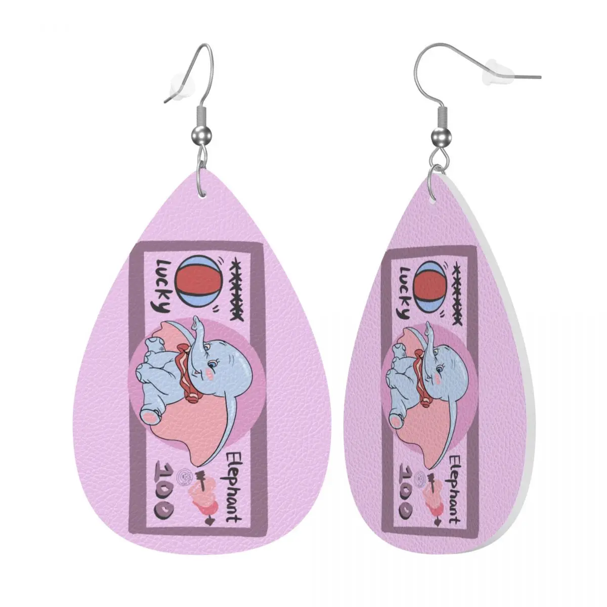 Custom Dumbo Cartoon Leather Teardrop Earrings for Women Leather Earrings Fashion Cute Elephant Lightweight for Parties Holidays