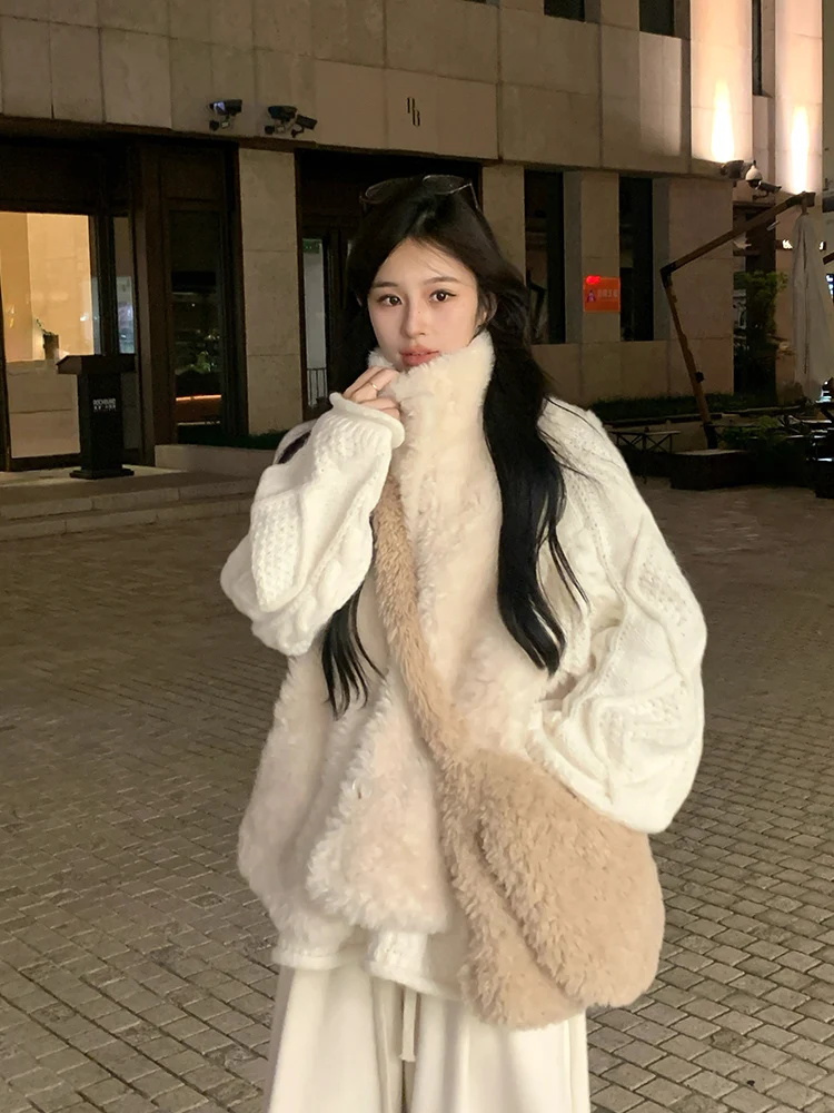 

Adan Stand Collar Lamb Fur Vest Thiened Soft Korean Sle Women's Jaet Svel Inteated Leather And Fur Coat