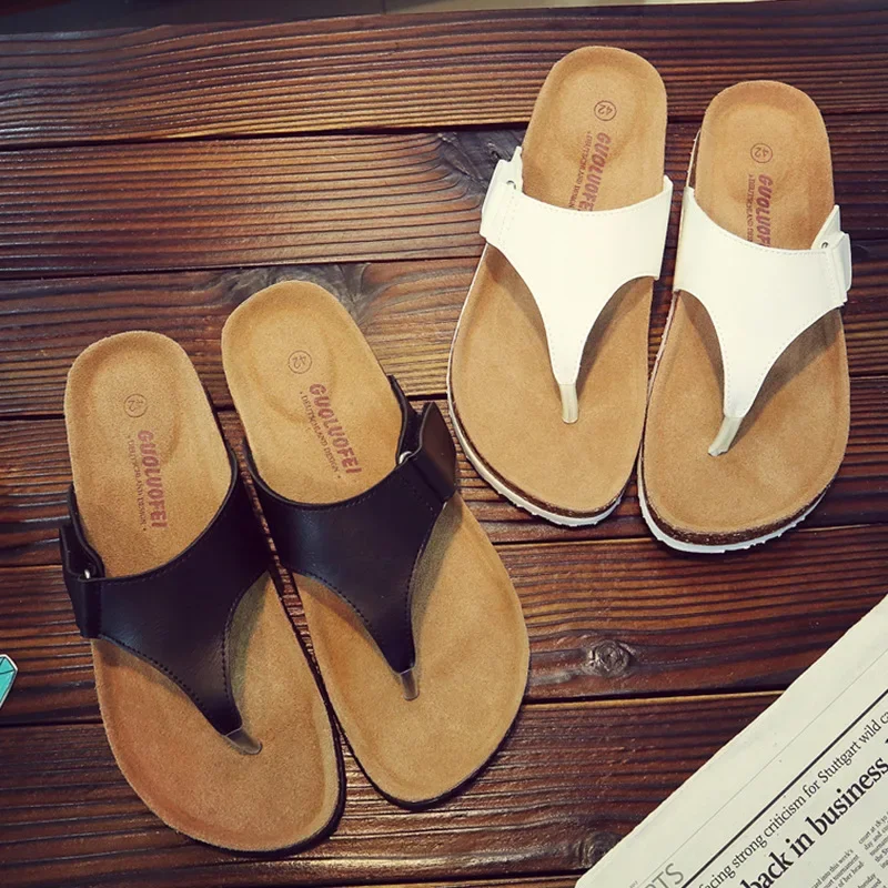 2024 Summer Shoes European Popular Brand Cork Sandals Flip Flops Anti Slip Beach Sandals Slip On Comfoet Cork Slippers