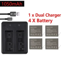 1050mAh PG1050 SJ4000 PG900 battery + USB Dual charger For SJCAM SJ5000 SJ6000 SJ8000 M10 EKEN H9 H8 4K GIT-LB101 batteries