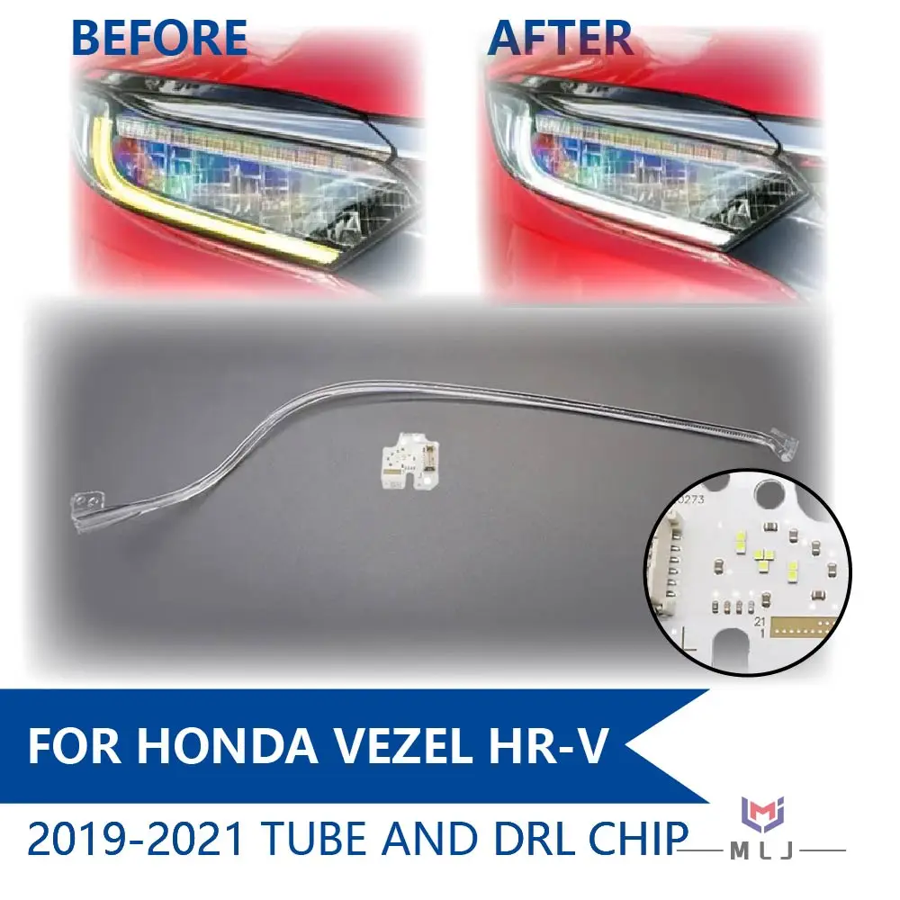 

For Honda Vezel HR-V 2019-2022 Headlight White Angel Eye Ballast Board DRL Chip Conduit Strip Light Guide Plate Car Accessories